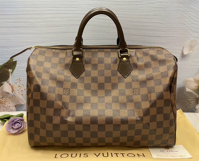 Louis Vuitton Speedy 35 Damier Ebene Handbag Purse (DU3069)
