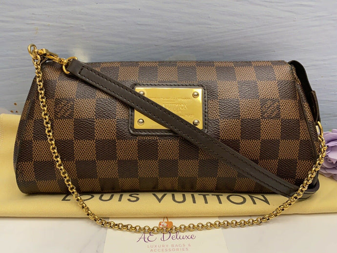 Louis Vuitton Eva Damier Ebene Chain Clutch (AA4191)