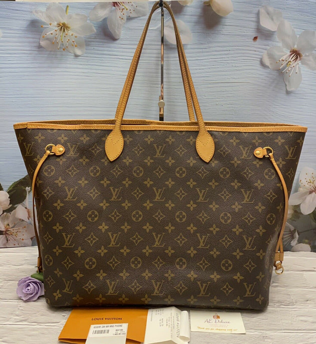 Louis Vuitton Neverfull GM Pivoine Monogram Canvas Shoulder Tote Bag (SD4138)
