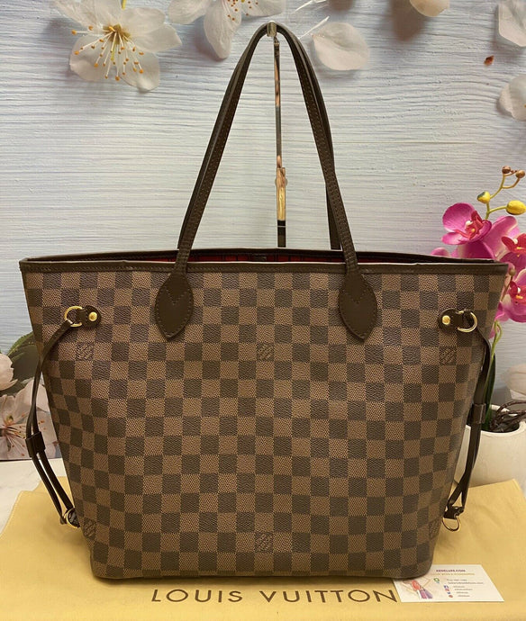 Neverfull MM Damier Ebene Cherry Red Tote (CA3009)