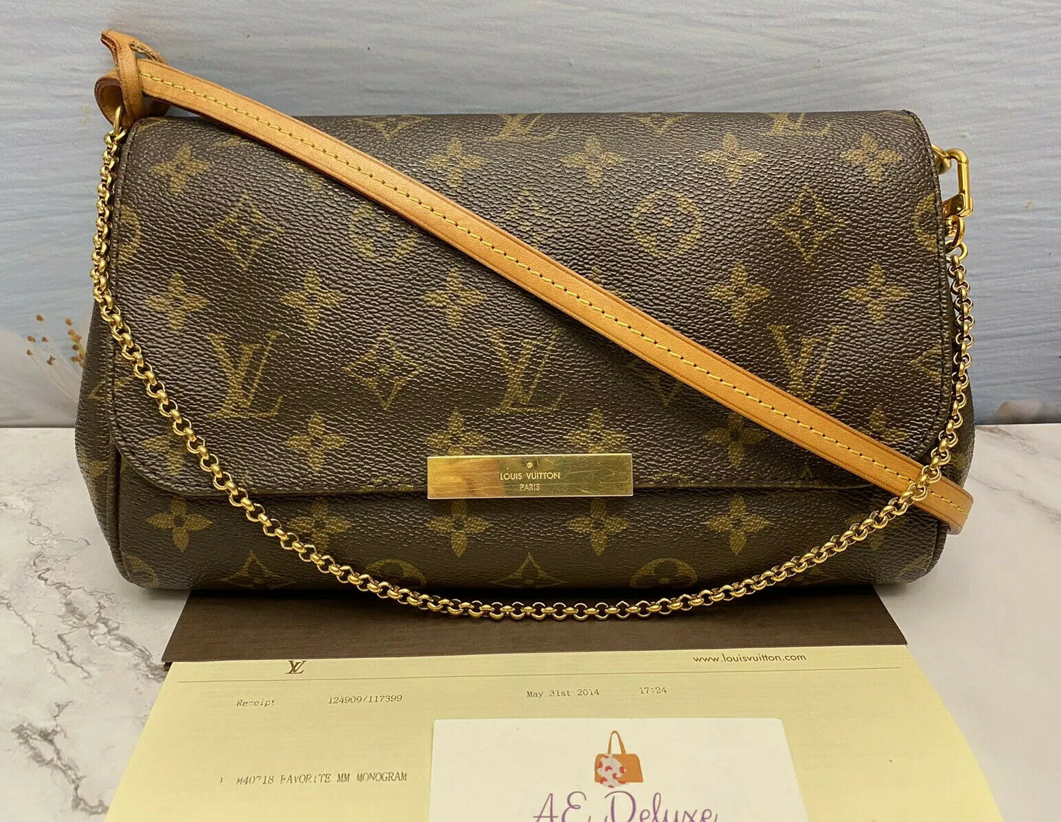 Louis Vuitton Monogram 2way Bag Favorite MM M40718 Women's