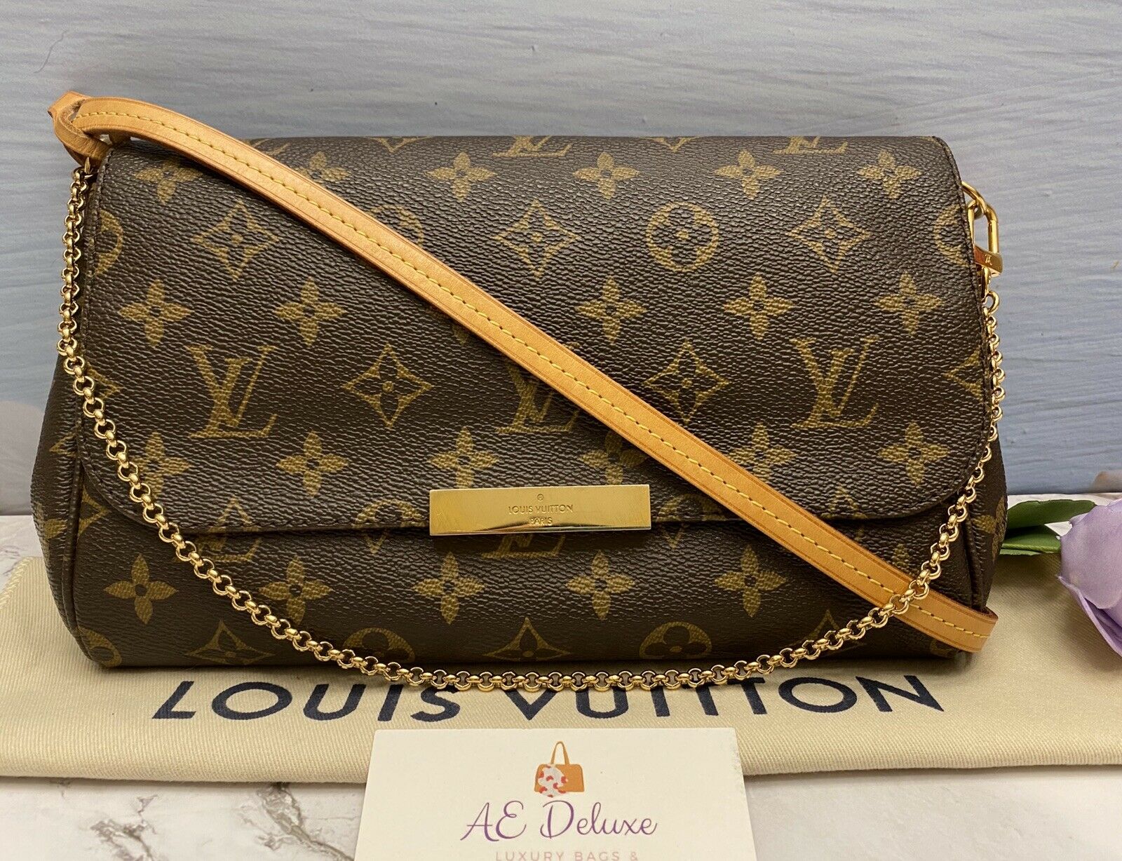Louis Vuitton Favorite MM Monogram Clutch Purse Crossbody (MI3186