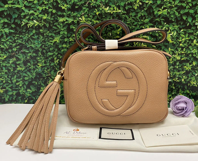 GUCCI Soho Disco Beige Leather Crossbody Purse (H026957445)